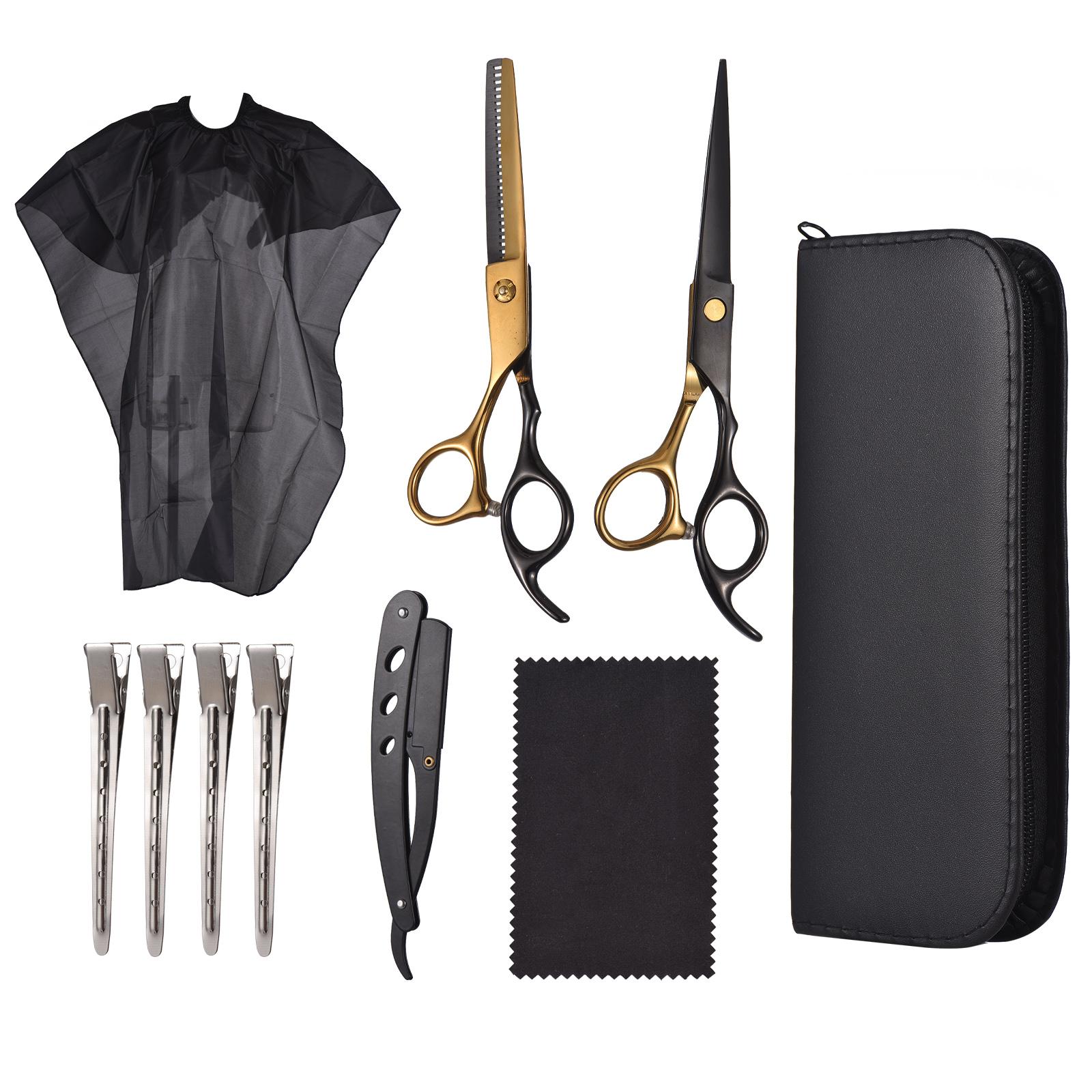 10 шт., набор парикмахерских ножниц, ножницы для стрижки волос, филировочные ножницы, ручная бритва чёрный
10 шт., набор парикмахерских ножниц, ножницы для стрижки волос, филировочные ножницы, ручная бритва чёрный