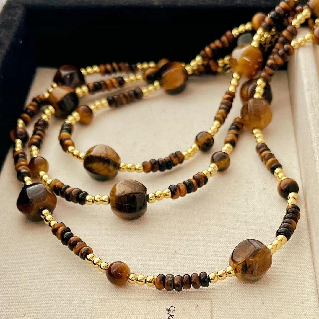 Vintage Natural Tiger S Eye Stone Round Beads Maillard Niche Personality Design Sense Collarbone Chain High Sense Necklace
Vintage Natural Tiger S Eye Stone Round Beads Maillard Niche Personality Design Sense Collarbone Chain High Sense Necklace