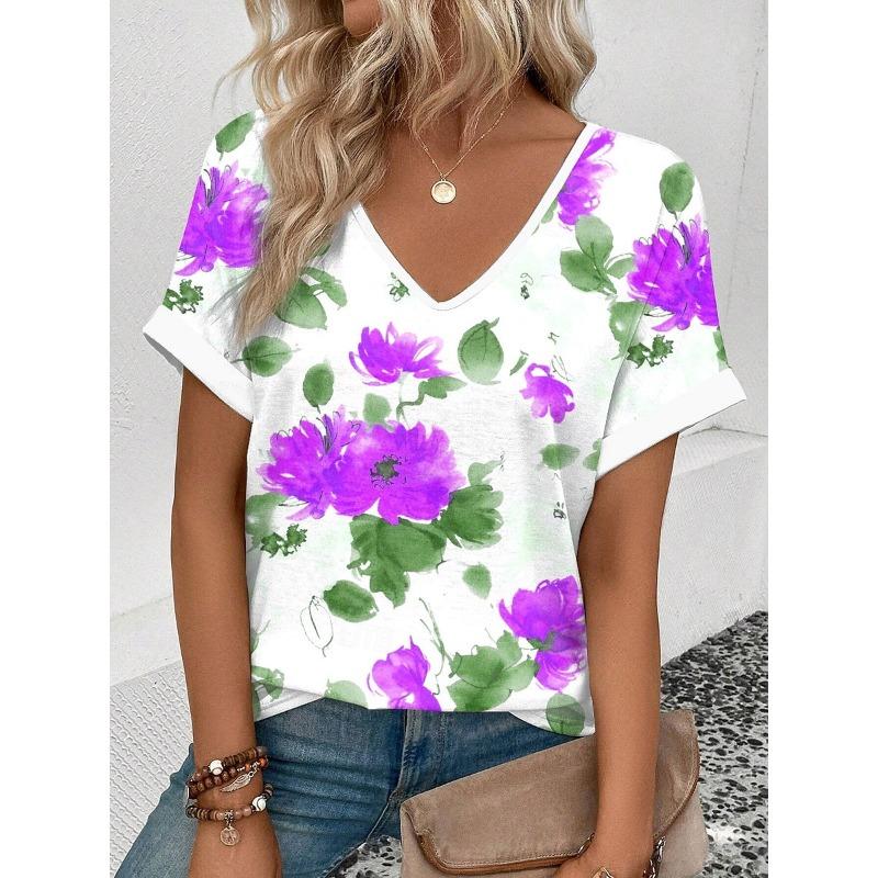 Chic Watercolor Flower Print Casual T Shirt V Neck Short Sleeve Tee For Women Summer Holiday Travel And Daily Outfits XL
Chic Watercolor Flower Print Casual T Shirt V Neck Short Sleeve Tee For Women Summer Holiday Travel And Daily Outfits XL