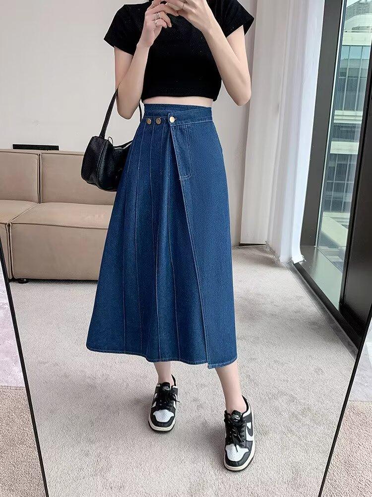 Женская джинсовая юбка А-силуэта темно-синего цвета с высокой талией 2024 года — длинная, прикрывающая бедра модель для фигур типа «груша» L темно-синий
Женская джинсовая юбка А-силуэта темно-синего цвета с высокой талией 2024 года — длинная, прикрывающая бедра модель для фигур типа «груша» L темно-синий