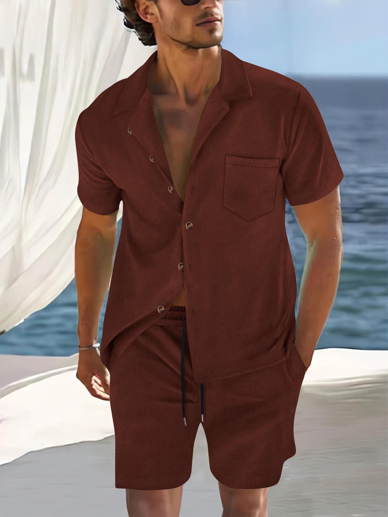 Men s Summer Cuban Collar Shirt and Shorts Set, Lightweight Short Sleeve Casual Outfit, Relaxed Fit Two-Piece Set XXL коричневий
Men s Summer Cuban Collar Shirt and Shorts Set, Lightweight Short Sleeve Casual Outfit, Relaxed Fit Two-Piece Set XXL коричневий