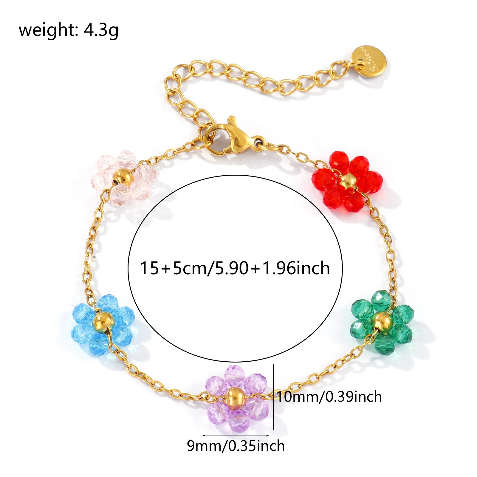 Sweet Cute 18K Gold Plated Multicolor 304 Stainless Steel Link Cable Chain Flower Beaded Bracelets For Women Gift15cm(5.9 ) long
Sweet Cute 18K Gold Plated Multicolor 304 Stainless Steel Link Cable Chain Flower Beaded Bracelets For Women Gift15cm(5.9 ) long