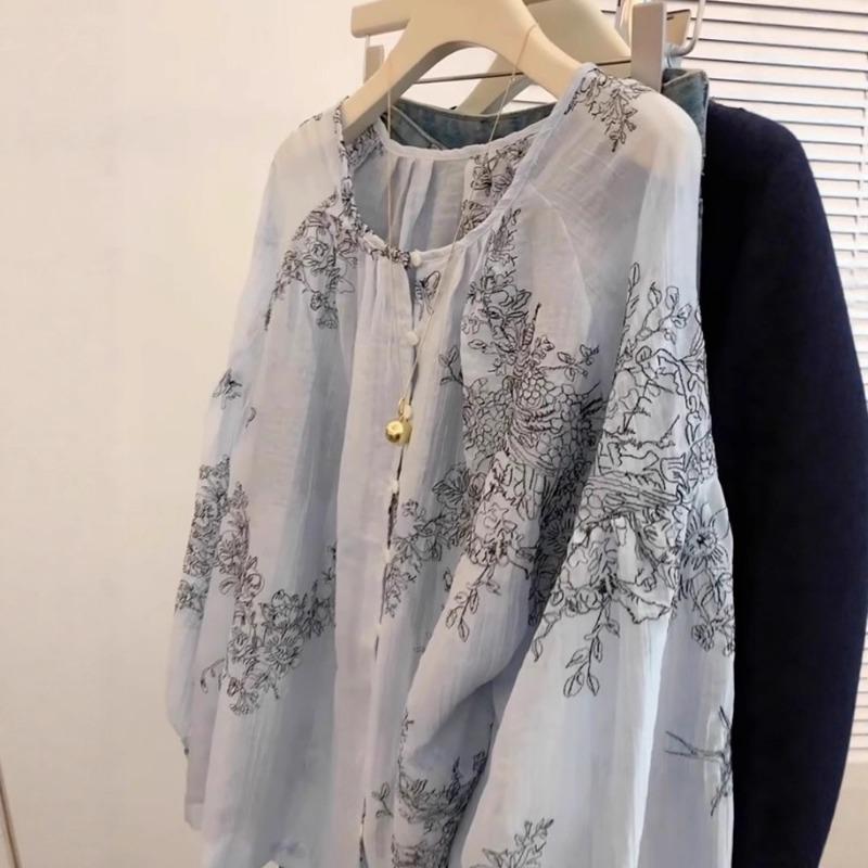 New Chinese Style National Style Embroidered Blue Long-sleeved Shirt for Women Loose and Lazy Style Top High-end Light Luxury XXXXL синій
New Chinese Style National Style Embroidered Blue Long-sleeved Shirt for Women Loose and Lazy Style Top High-end Light Luxury XXXXL синій
