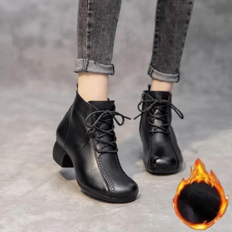 Retro Short Boots Women s Spring Autumn Soft Bottom Medium Heel Fleece Lined Ladies Mom Shoes Rubber Up To Ankle Boots 40
Retro Short Boots Women s Spring Autumn Soft Bottom Medium Heel Fleece Lined Ladies Mom Shoes Rubber Up To Ankle Boots 40