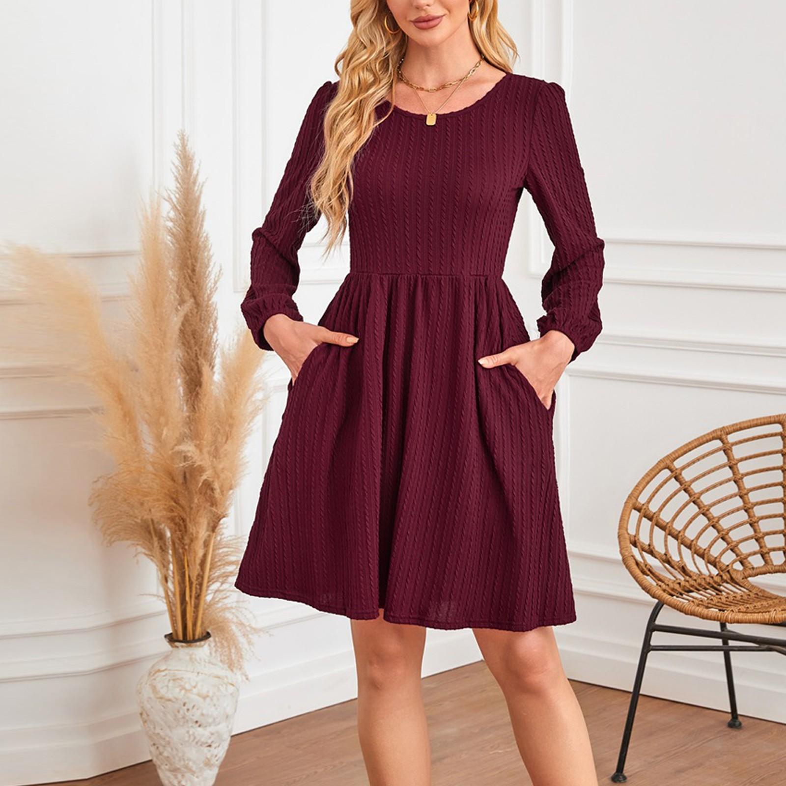 Женское модное повседневное комфортное трикотажное платье А-силуэта с круглым вырезом и карманами, с длинными рукавами и карманами XL винный
Женское модное повседневное комфортное трикотажное платье А-силуэта с круглым вырезом и карманами, с длинными рукавами и карманами XL винный