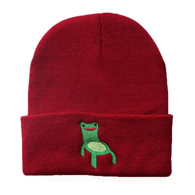 New cartoon Froggy Chair Frog Embroidered Knit Hat Autumn Winter Woolen Hat Student Pullover Warm Cold Weather Hat Adjustable вина червоного кольору
New cartoon Froggy Chair Frog Embroidered Knit Hat Autumn Winter Woolen Hat Student Pullover Warm Cold Weather Hat Adjustable вина червоного кольору
