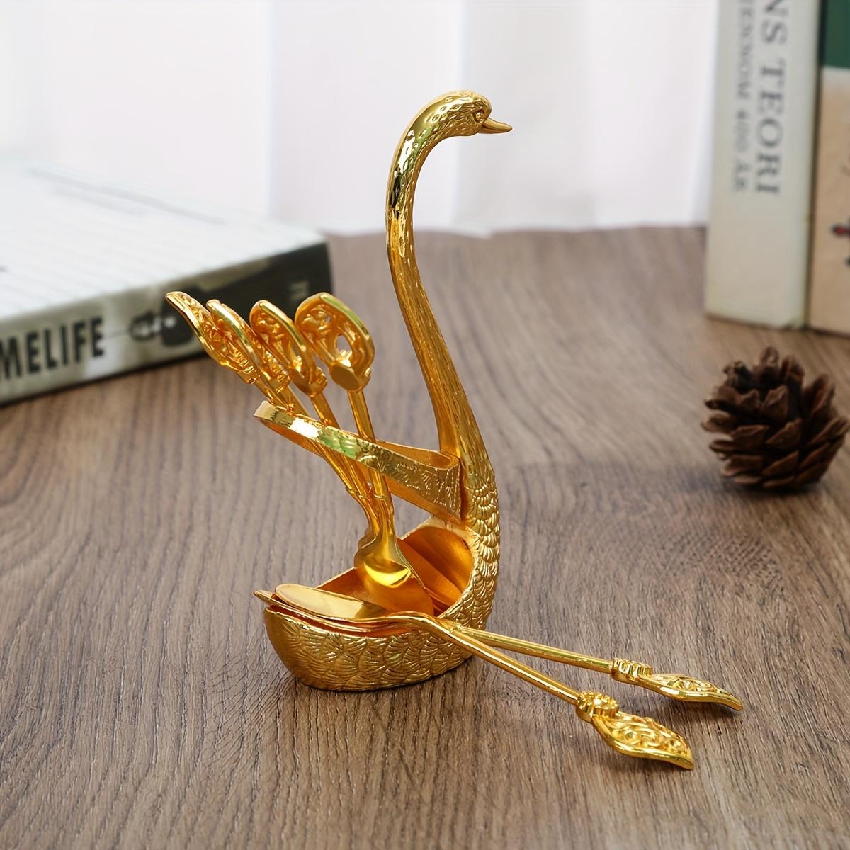 7pcs Of 1set, Dessert Spoon With Base, Swan Base Holder With 6 Spoons, Reusable And Washable Fruit Fork золотий
7pcs Of 1set, Dessert Spoon With Base, Swan Base Holder With 6 Spoons, Reusable And Washable Fruit Fork золотий