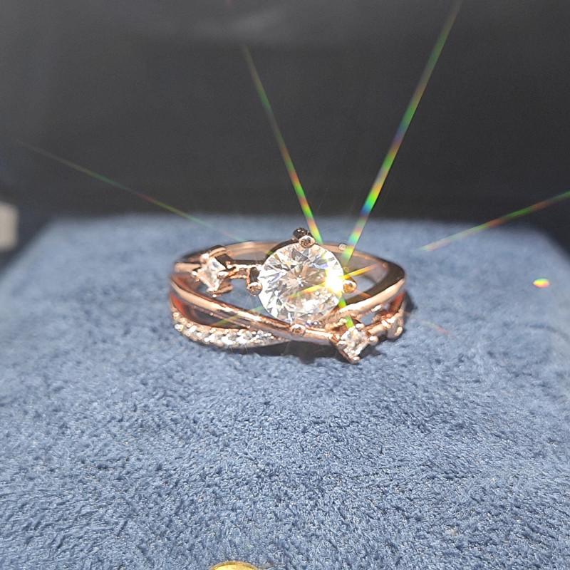1 Carat Simulated Moissanite Star Trail Open Ring in Rose Gold for Women Adjustable
1 Carat Simulated Moissanite Star Trail Open Ring in Rose Gold for Women Adjustable