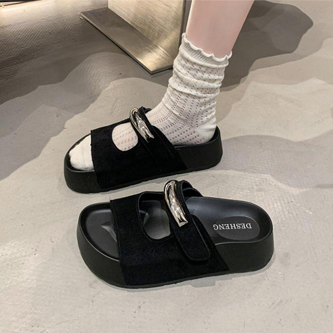 Leather cow suede thick bottom heightening slippers women 2025 new summer wear Internet celebrity beach one pedal slippers 40 чёрный
Leather cow suede thick bottom heightening slippers women 2025 new summer wear Internet celebrity beach one pedal slippers 40 чёрный