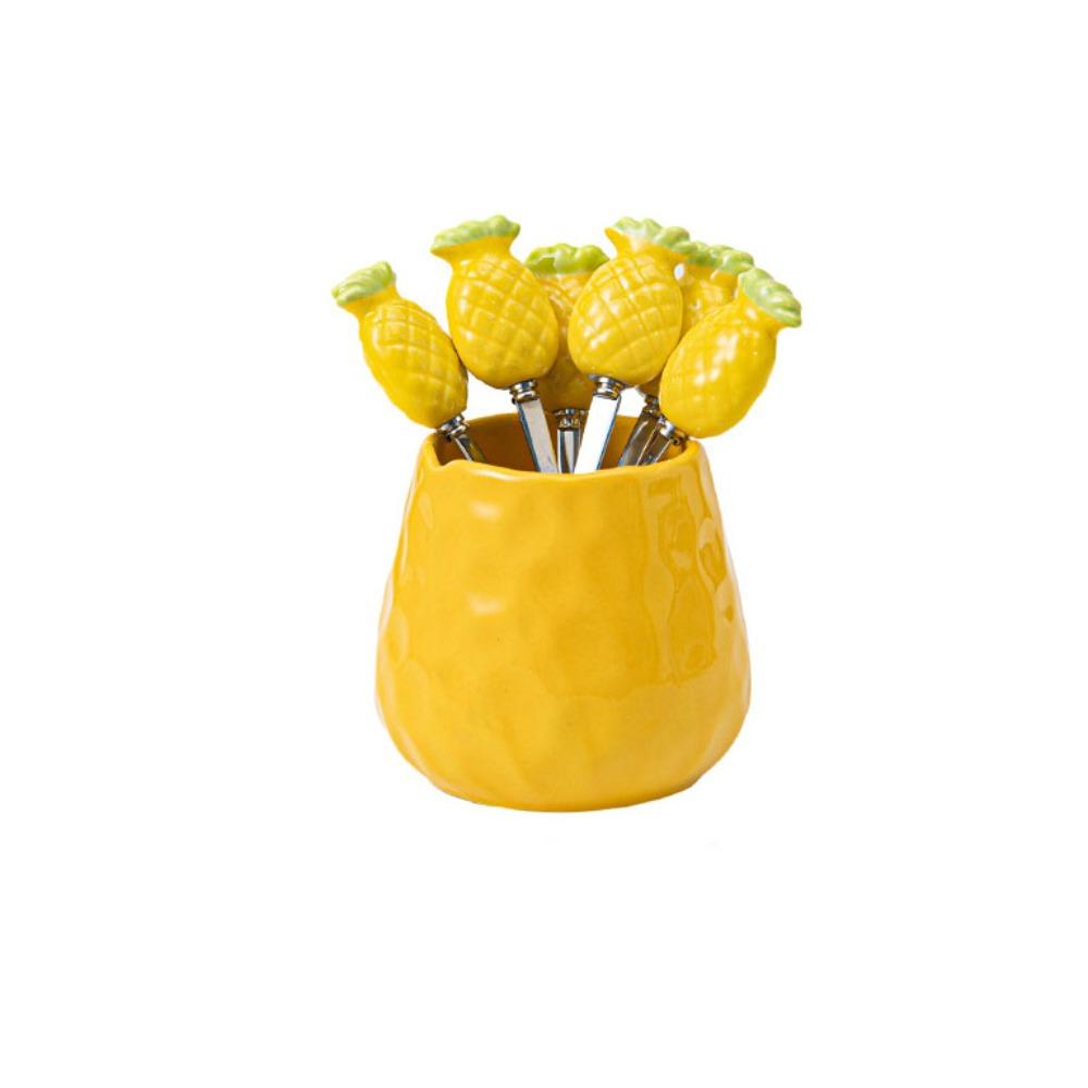 Pineapple Carrot Ceramic Fruit Forks Set Ins Style Household Dessert Forks with Storage Jar Creative Home Decoration жовтий
Pineapple Carrot Ceramic Fruit Forks Set Ins Style Household Dessert Forks with Storage Jar Creative Home Decoration жовтий