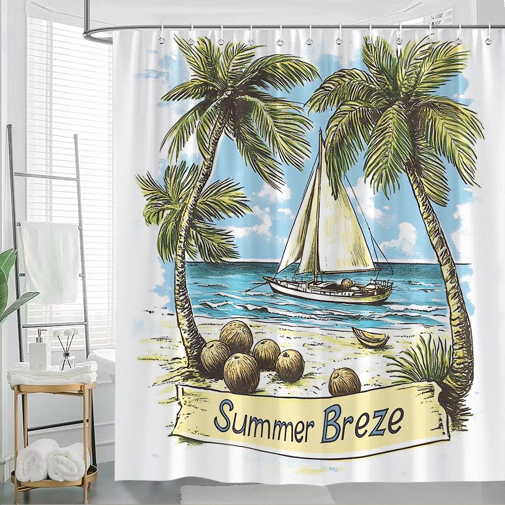 1pc Summer Breeze Tropical Beach Shower Curtain - Vintage Sailboat, Palm Trees & Ocean Waves Design - Large 70.8x70.8 Inch Bathr 90x180cm35x71in
1pc Summer Breeze Tropical Beach Shower Curtain - Vintage Sailboat, Palm Trees & Ocean Waves Design - Large 70.8x70.8 Inch Bathr 90x180cm35x71in