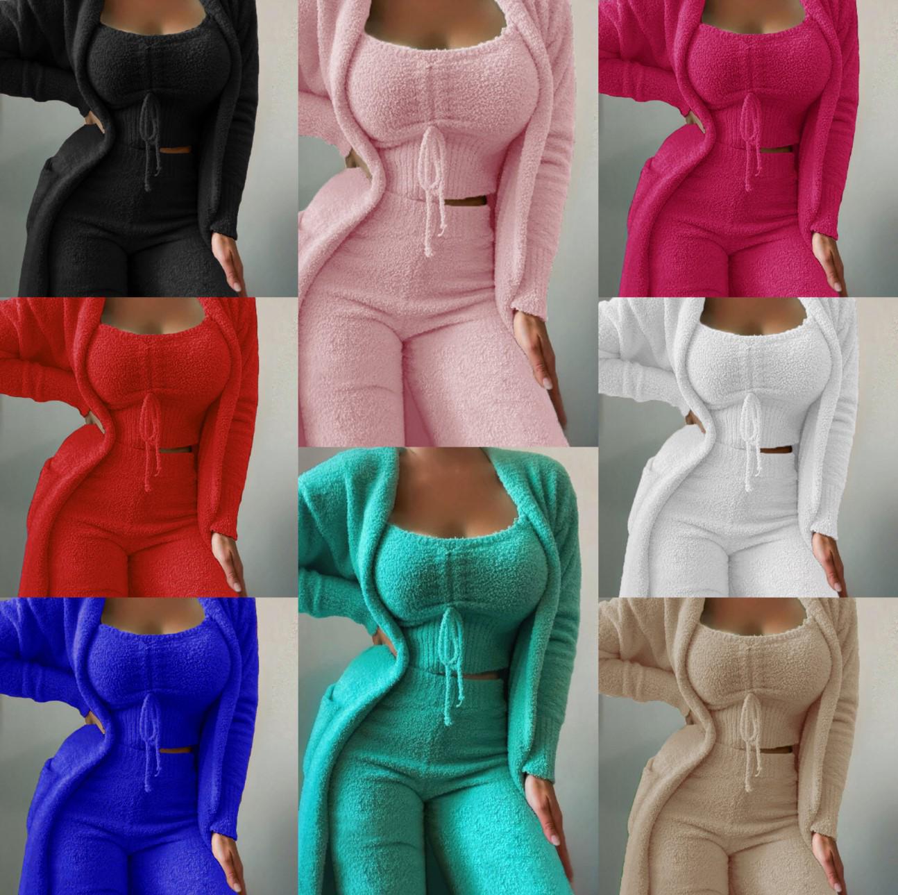 European & American Women s Autumn/Winter Casual Plush Lace-Up Cardigan with 3-Piece Trousers Set XXXL
European & American Women s Autumn/Winter Casual Plush Lace-Up Cardigan with 3-Piece Trousers Set XXXL
