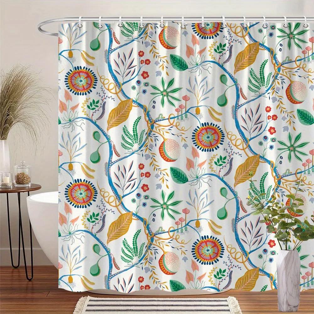 Vibrant Botanical Shower Curtain - Colorful Abstract Flowers & Leaves, Green,Red, Yellow,Blue On White,Playful Modern Bath Decor W60H190(CM)-1 Pcs
Vibrant Botanical Shower Curtain - Colorful Abstract Flowers & Leaves, Green,Red, Yellow,Blue On White,Playful Modern Bath Decor W60H190(CM)-1 Pcs