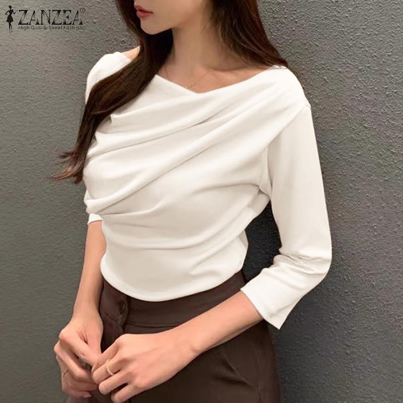 ZANZEA Женская повседневная летняя тонкая блузка с круглым вырезом и рукавами 3/4
ZANZEA Женская повседневная летняя тонкая блузка с круглым вырезом и рукавами 3/4