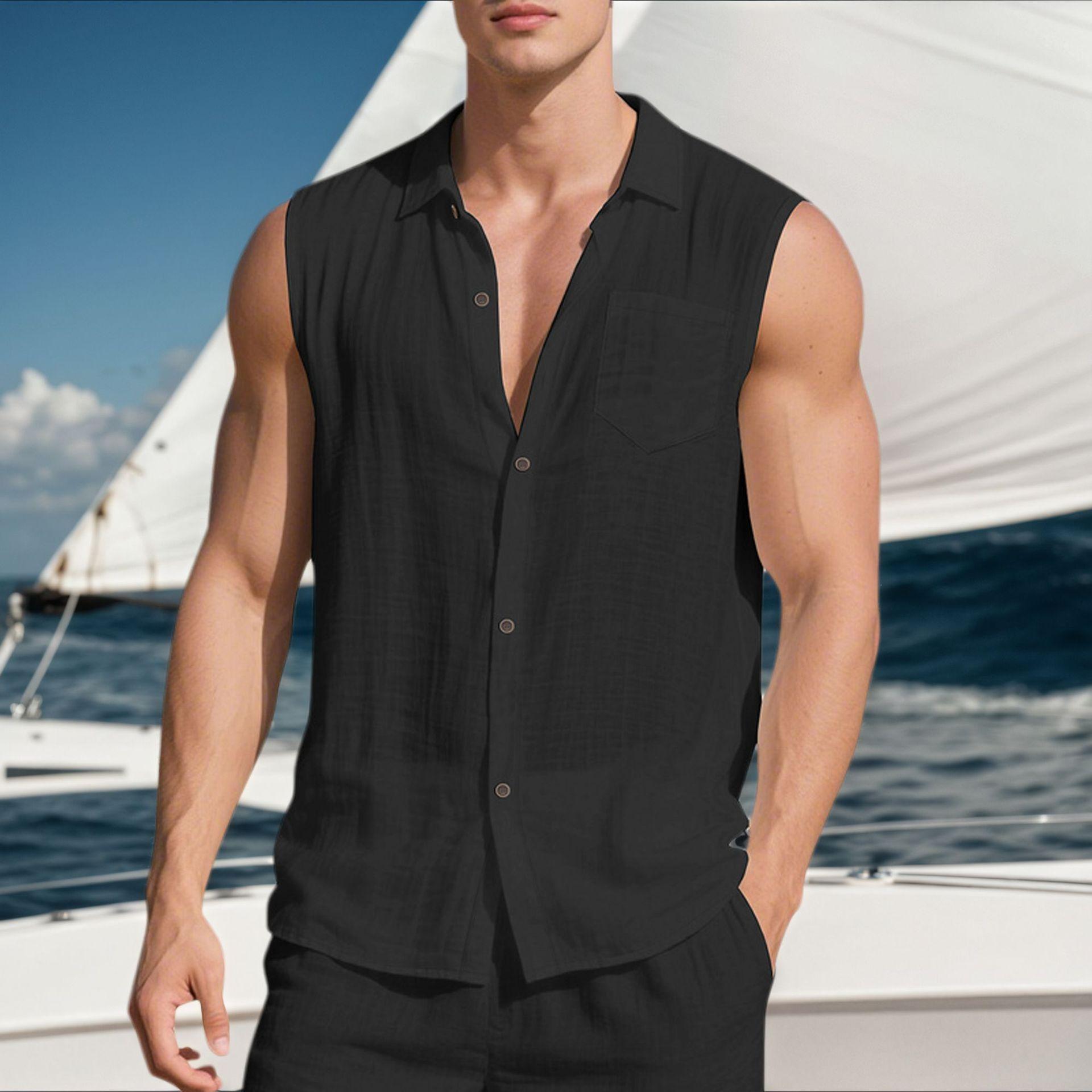 Men s Linen Blend Sleeveless Button-Down Shirt Collared Casual Tank Top S чорний
Men s Linen Blend Sleeveless Button-Down Shirt Collared Casual Tank Top S чорний