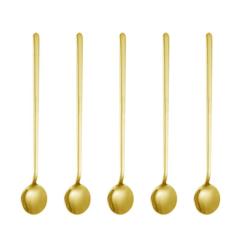 5Pcs 17.3cm Round Spoon Long Handle Stainless Steel Coffee Spoon, Gold (BPA Free, No FDA) A
5Pcs 17.3cm Round Spoon Long Handle Stainless Steel Coffee Spoon, Gold (BPA Free, No FDA) A