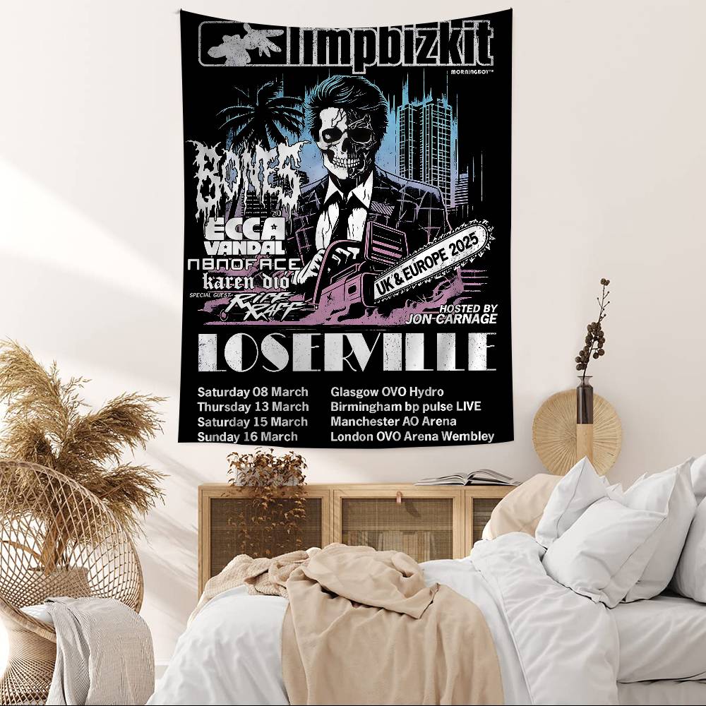 LLimpS BizkitS Band DIY Wall Tapestry Hanging Tarot Hippie Wall Rugs Dorm Home Decor 74x94cm(29x37in)
LLimpS BizkitS Band DIY Wall Tapestry Hanging Tarot Hippie Wall Rugs Dorm Home Decor 74x94cm(29x37in)