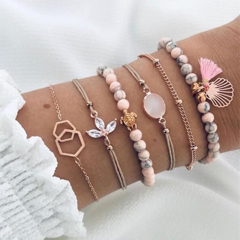 DIEZI Drop Shipping Bohemian Pink Tassel Chain Bracelet Sets For Women Turtle Shell Flower Crystal Beaded Bracelets Jewelry
DIEZI Drop Shipping Bohemian Pink Tassel Chain Bracelet Sets For Women Turtle Shell Flower Crystal Beaded Bracelets Jewelry
