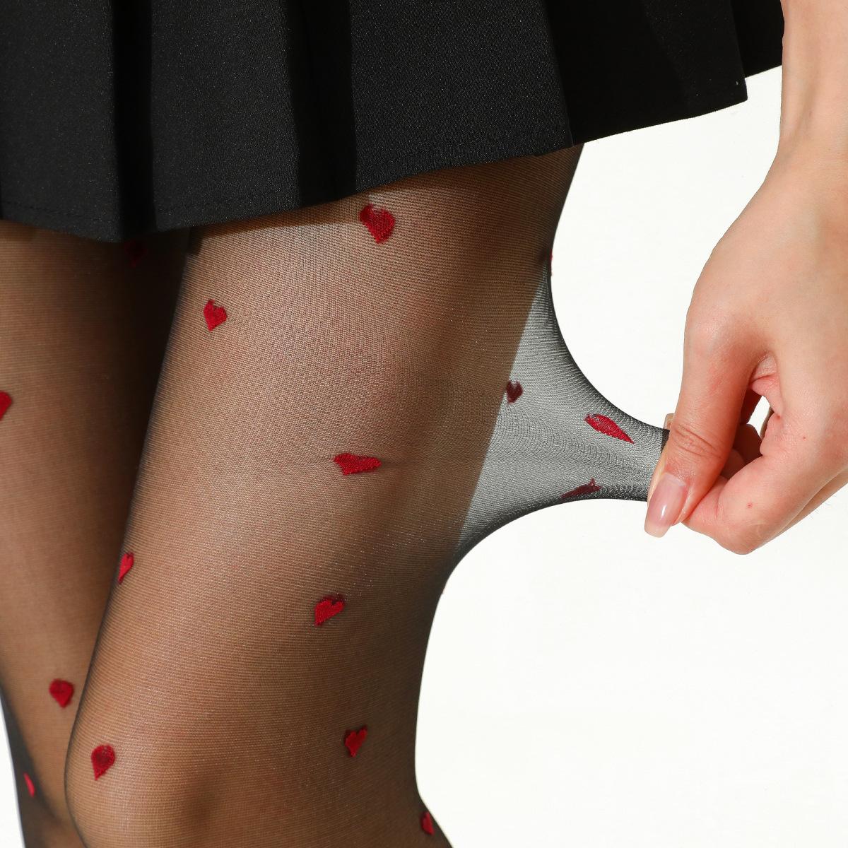 Domestic sales of pure desire red heart-patterned stockings, sexy black sheer pantyhose for women Average Size(80-130Jin)
Domestic sales of pure desire red heart-patterned stockings, sexy black sheer pantyhose for women Average Size(80-130Jin)