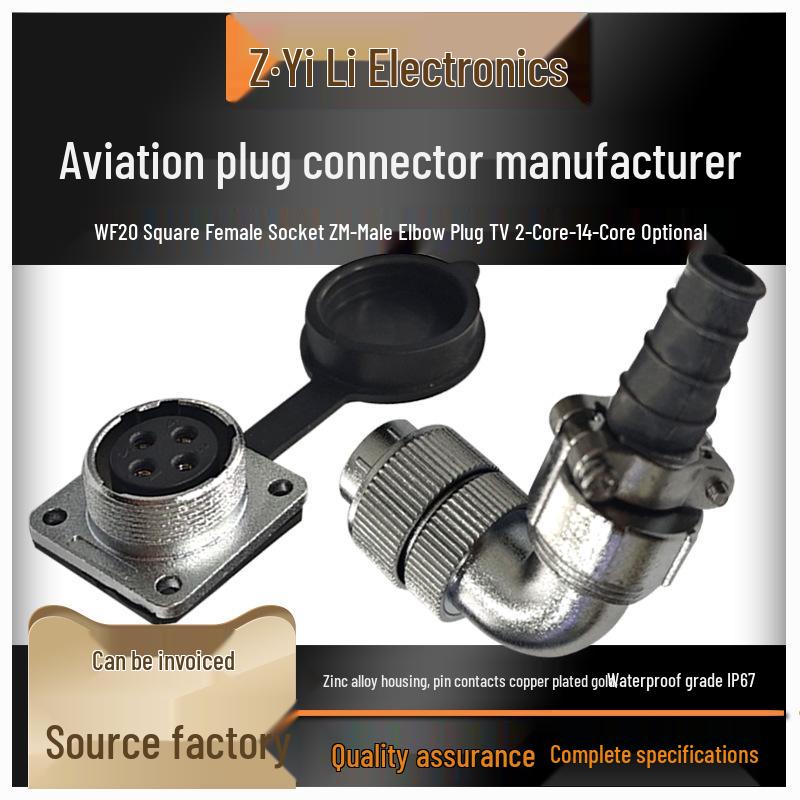Waterproof Aviation 90° Elbow 15-Pin Gold-Plated Square Flange Connector WF20-2345679 Square Female Socket WF20-2P
Waterproof Aviation 90° Elbow 15-Pin Gold-Plated Square Flange Connector WF20-2345679 Square Female Socket WF20-2P