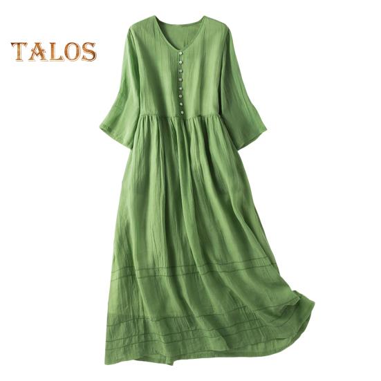 Лето-весна женское платье с половиной рукавов с V-образным вырезом трапециевидной формы, свободный подол, сплошной цвет, декор на пуговицах, двухслойное плиссированное платье-миди до середины икры 2XL зелёный
Лето-весна женское платье с половиной рукавов с V-образным вырезом трапециевидной формы, свободный подол, сплошной цвет, декор на пуговицах, двухслойное плиссированное платье-миди до середины икры 2XL зелёный