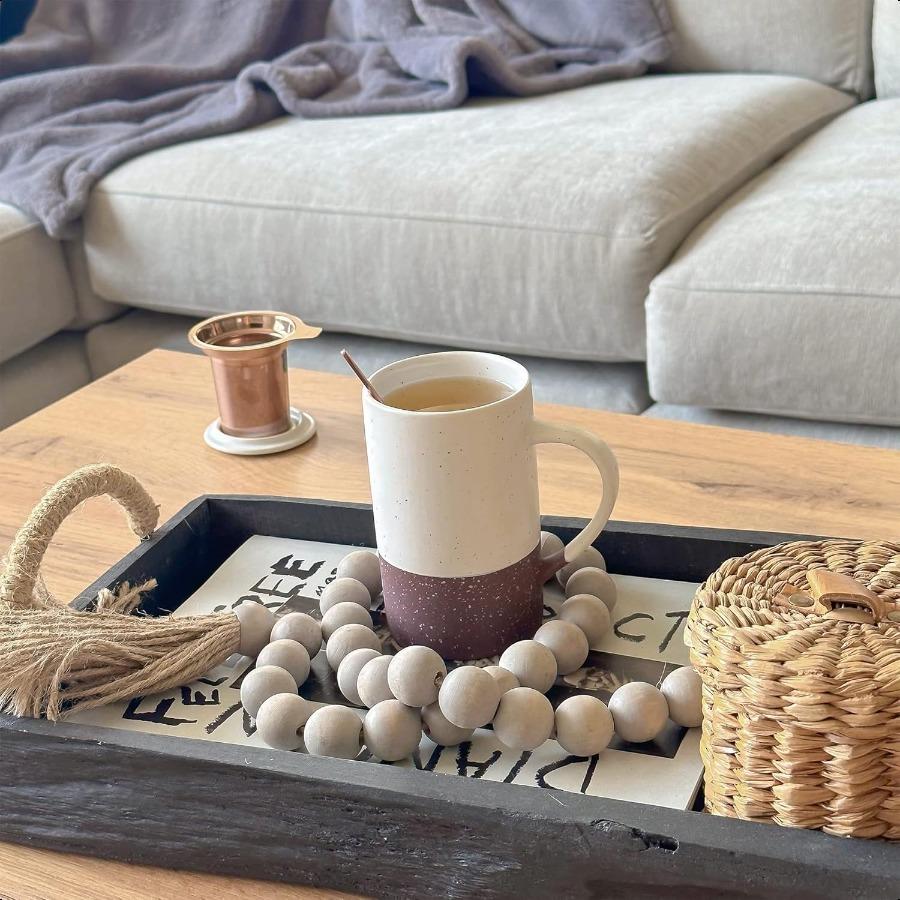 Керамическая чайная чашка с ложкой-инфузором для заваривания листового чая и крышкой 12 унций Подходит для микроволновой печи и посудомоечной машины Кружка для кофе Рустикальная матовая керамическая глазурь United States