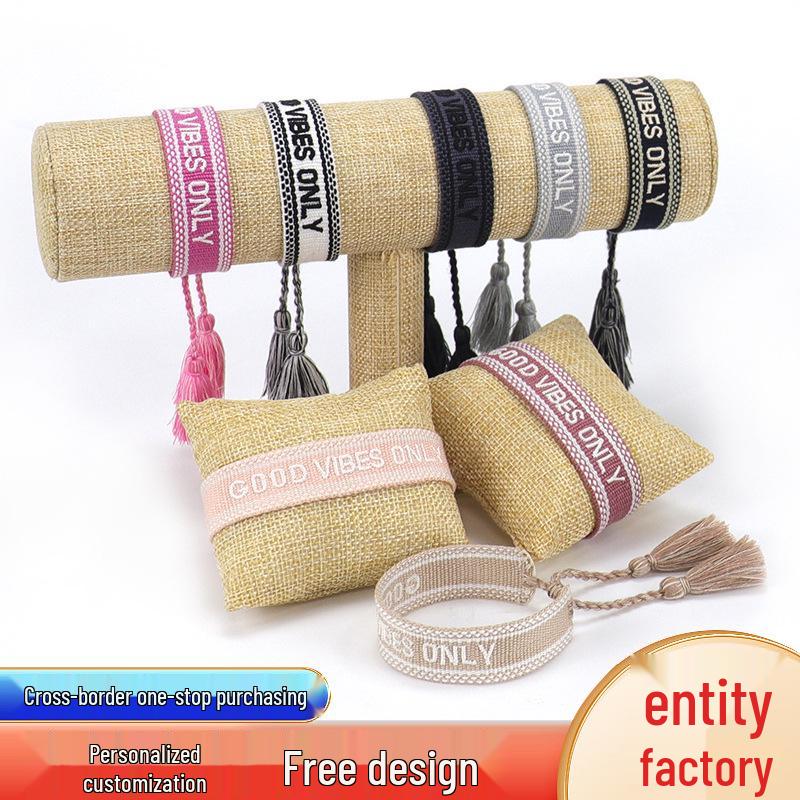 Creative Embroidered Letter Bracelet: Vibes Resonance Woven Wrist Rope with Tassels DIY Support
Creative Embroidered Letter Bracelet: Vibes Resonance Woven Wrist Rope with Tassels DIY Support