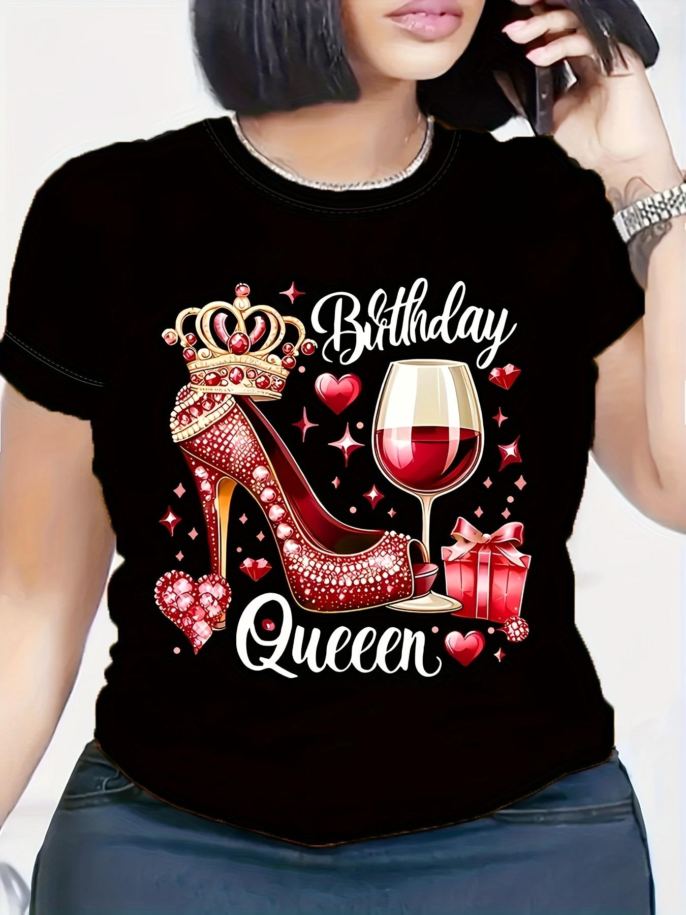 Red Birthday Queen Women s High Heels and Crown Wine Glass Pattern Tshirt Casual Short Sleeve Round Neck T-shirt Machine Wash S
Red Birthday Queen Women s High Heels and Crown Wine Glass Pattern Tshirt Casual Short Sleeve Round Neck T-shirt Machine Wash S