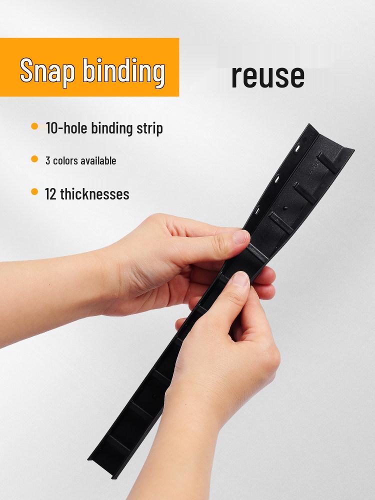 Binding Clip Strip for A4 Loose-Leaf Files - Black/Blue, Ten-Hole Plastic Edge Press Strip M Black 100 pcs
Binding Clip Strip for A4 Loose-Leaf Files - Black/Blue, Ten-Hole Plastic Edge Press Strip M Black 100 pcs