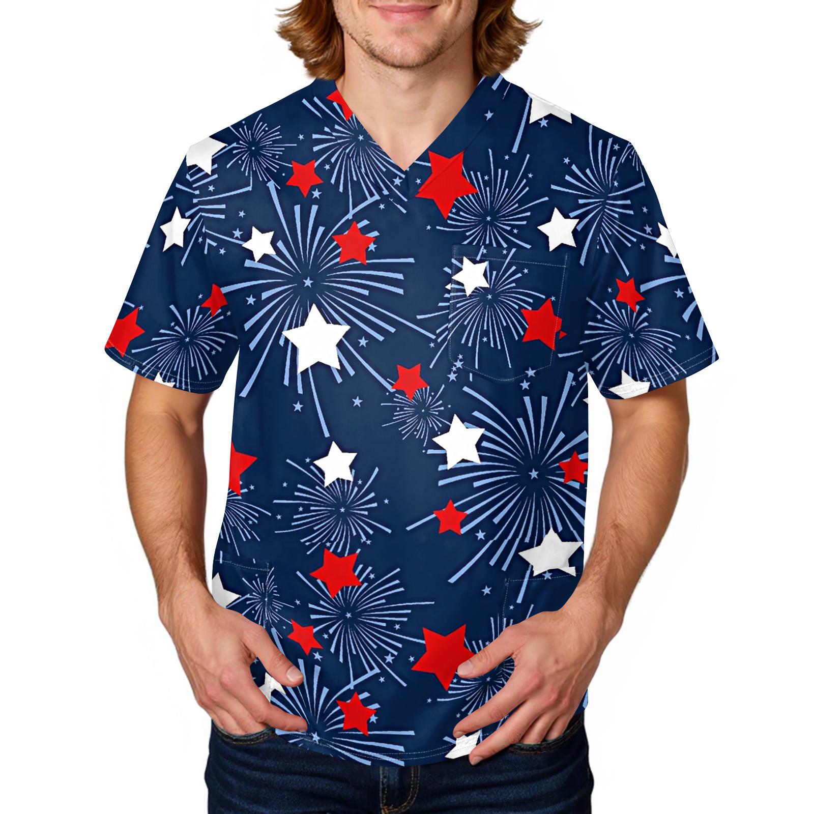 Men s V Neck Short Sleeve Shirt with Star Pattern Loose Fit Printed Top Casual Comfortable Design L синий
Men s V Neck Short Sleeve Shirt with Star Pattern Loose Fit Printed Top Casual Comfortable Design L синий
