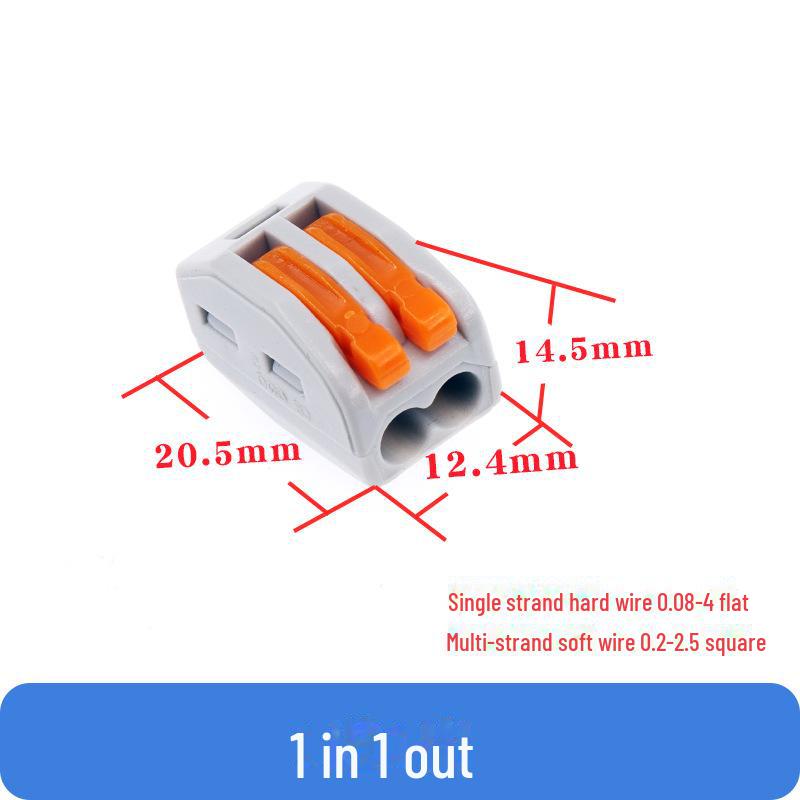 Клемний роз’єм швидкого з’єднання Push-Type: Розгалужувач проводів лампи 2 входи та 2 виходи One in one out
Клемний роз’єм швидкого з’єднання Push-Type: Розгалужувач проводів лампи 2 входи та 2 виходи One in one out