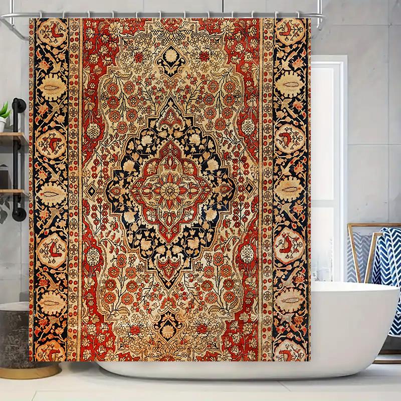 Vintage-Inspired Bath Shower Curtain With Persian Pattern Red Floral Black Design For Bathroom Decoration (Large Size) W60H190(CM)-1 Pcs
Vintage-Inspired Bath Shower Curtain With Persian Pattern Red Floral Black Design For Bathroom Decoration (Large Size) W60H190(CM)-1 Pcs
