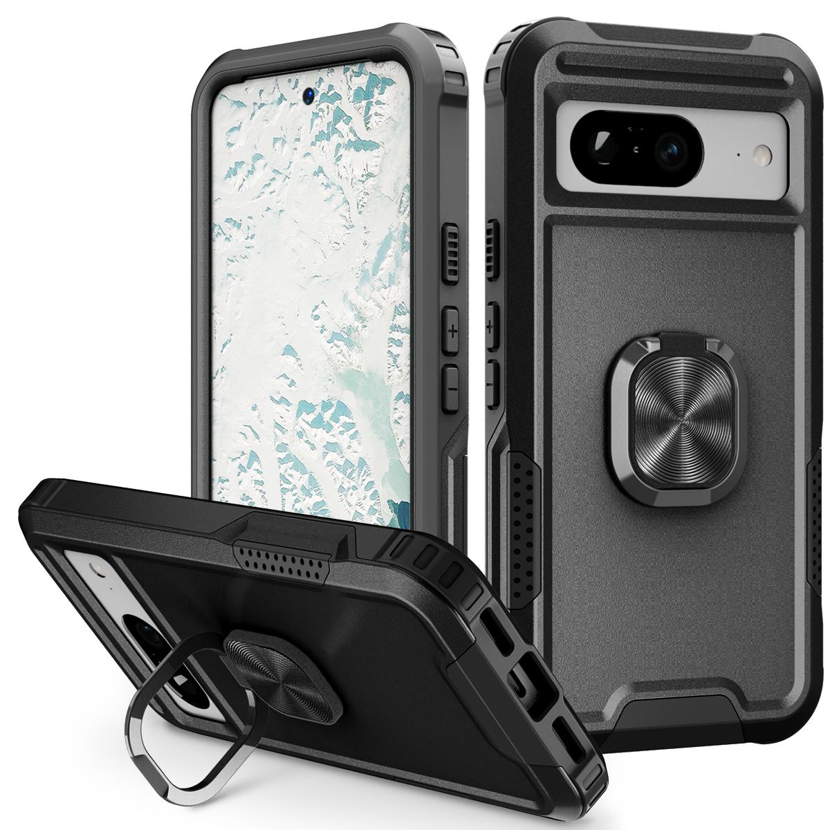 For Google Pixel 8 Ring Kickstand Phone Case Hard PC Soft TPU Defender Protective Cover Black
For Google Pixel 8 Ring Kickstand Phone Case Hard PC Soft TPU Defender Protective Cover Black