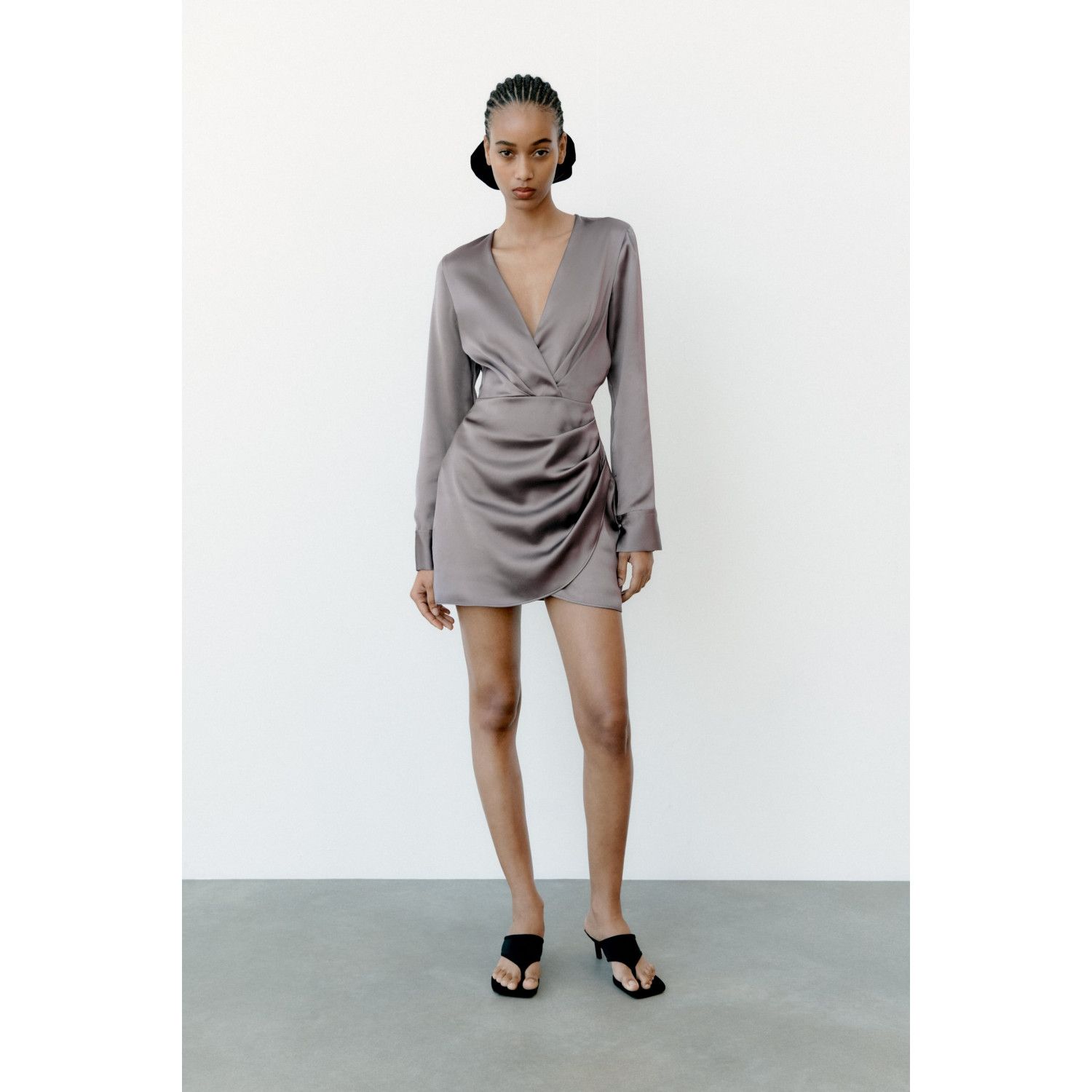 SATIN WRAP DRESS