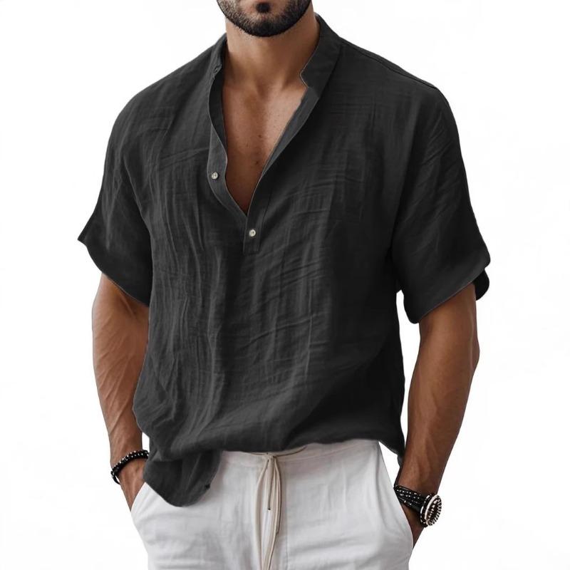 Men Mandarin Collar Short Sleeve Henley Shirt Crinkle Texture Casual Summer Top S чёрный
Men Mandarin Collar Short Sleeve Henley Shirt Crinkle Texture Casual Summer Top S чёрный