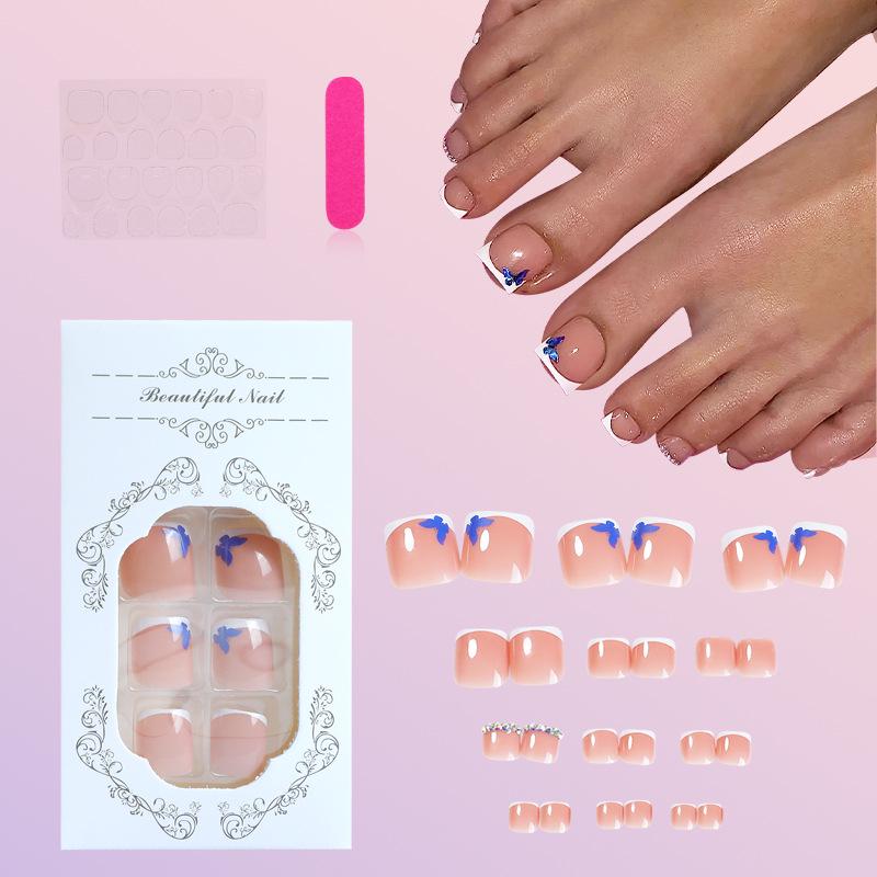 Summer Blue Butterfly French Wearable Toenails - Simple European & American Style
Summer Blue Butterfly French Wearable Toenails - Simple European & American Style