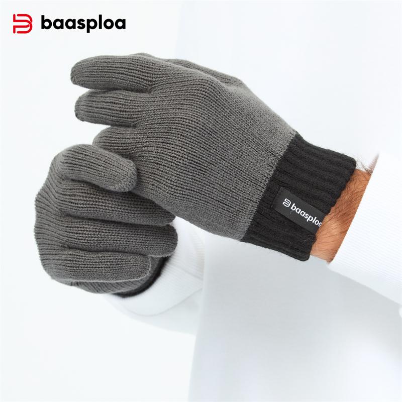 Baasploa Зимние перчатки Теплые Удобные Модные Универсальные Мужские и Женские Универсальные Незамерзающие Теплые Мужские Перчатки Для Отдыха На Природе серый