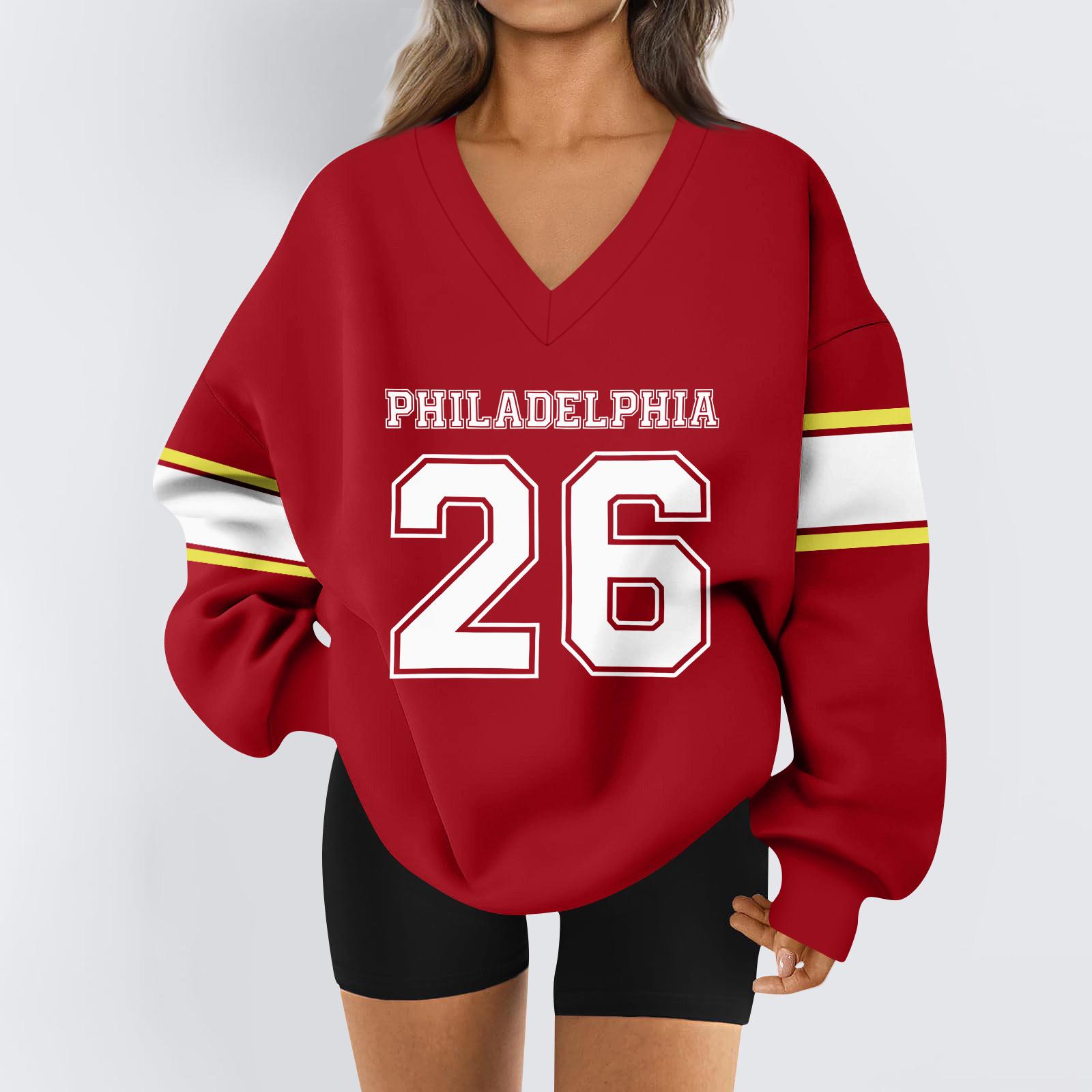 Women s Loose And Comfortable Letter V-neck Sportswear Long-sleeved Sweatshirt Daily Matching Clothes L
Women s Loose And Comfortable Letter V-neck Sportswear Long-sleeved Sweatshirt Daily Matching Clothes L