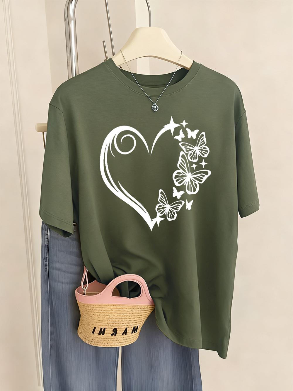 Butterfly Heart Graphic Prints TShirt Women Casual Comfortable Short Sleeve Tops Soft Loose T Shirt Summer ONeck Woman Clothes S
Butterfly Heart Graphic Prints TShirt Women Casual Comfortable Short Sleeve Tops Soft Loose T Shirt Summer ONeck Woman Clothes S