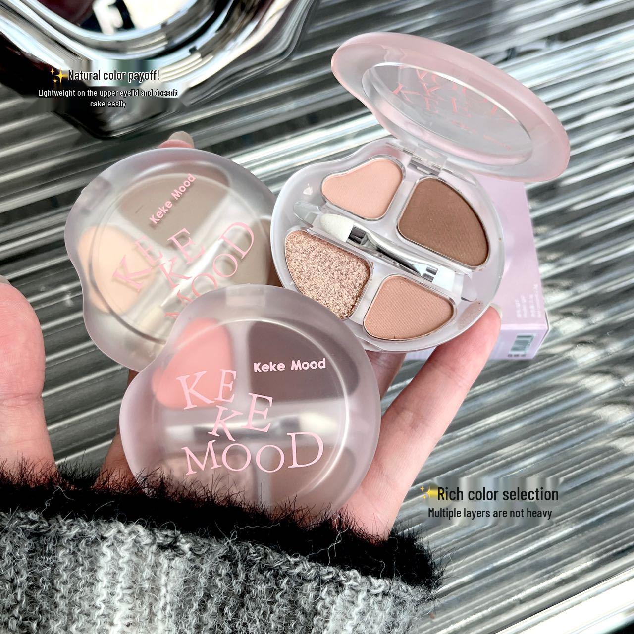 Kekemood Earth Tone 4-Color Under-Eye Eyeshadow Palette: Matte & Shimmer, Low Saturation, Natural Shades.
Kekemood Earth Tone 4-Color Under-Eye Eyeshadow Palette: Matte & Shimmer, Low Saturation, Natural Shades.