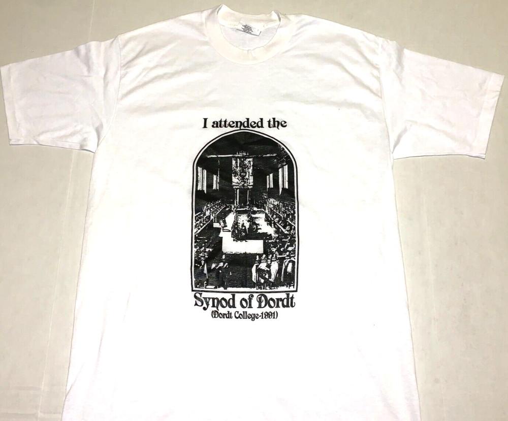 Rare Vintage 1991 Dordt College I Attended The Synod of Dordt T-Shirt New! LARGE Unisex T-Shirt M
Rare Vintage 1991 Dordt College I Attended The Synod of Dordt T-Shirt New! LARGE Unisex T-Shirt M