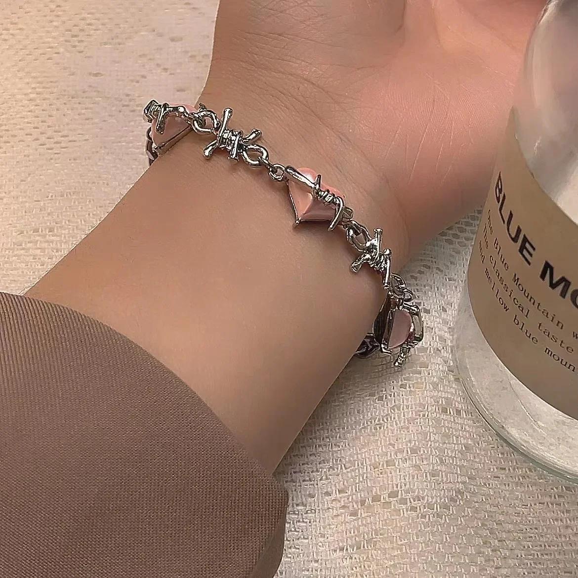 Personality Design Charm Thorny Pink Opal Heart Bracelet Sweet Cool Design Punk Style Y2k Jewelry Accessories for Women Gift
Personality Design Charm Thorny Pink Opal Heart Bracelet Sweet Cool Design Punk Style Y2k Jewelry Accessories for Women Gift