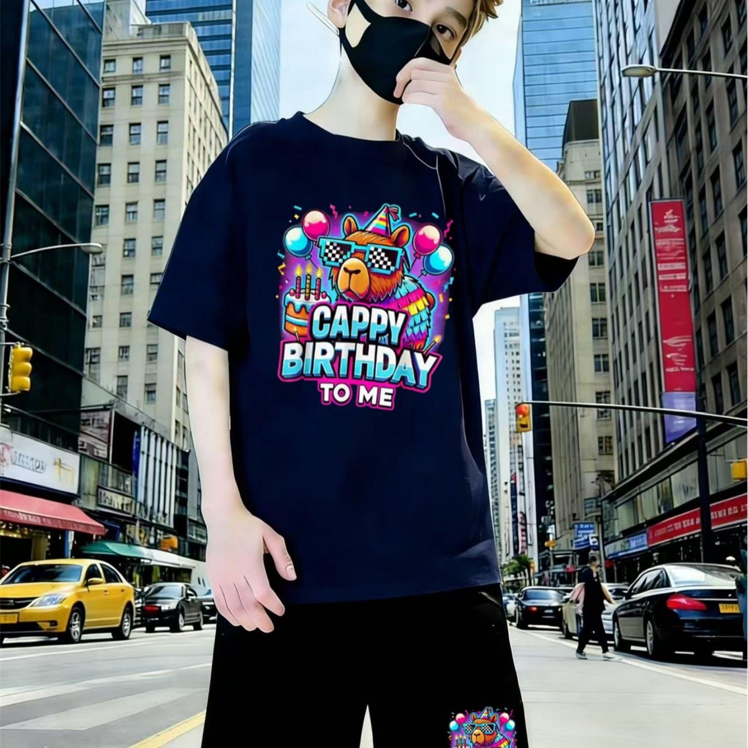 New set of cartoon printed short sleeves and black sports shorts for boys, a must-have for trendy children 5-6 Years
New set of cartoon printed short sleeves and black sports shorts for boys, a must-have for trendy children 5-6 Years