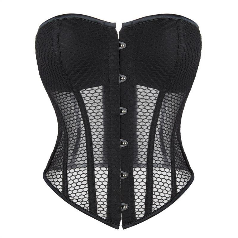 Red Fishnet Mesh Strapless Corset Top With Front Hook Boned Bustier For Women S чорний
Red Fishnet Mesh Strapless Corset Top With Front Hook Boned Bustier For Women S чорний