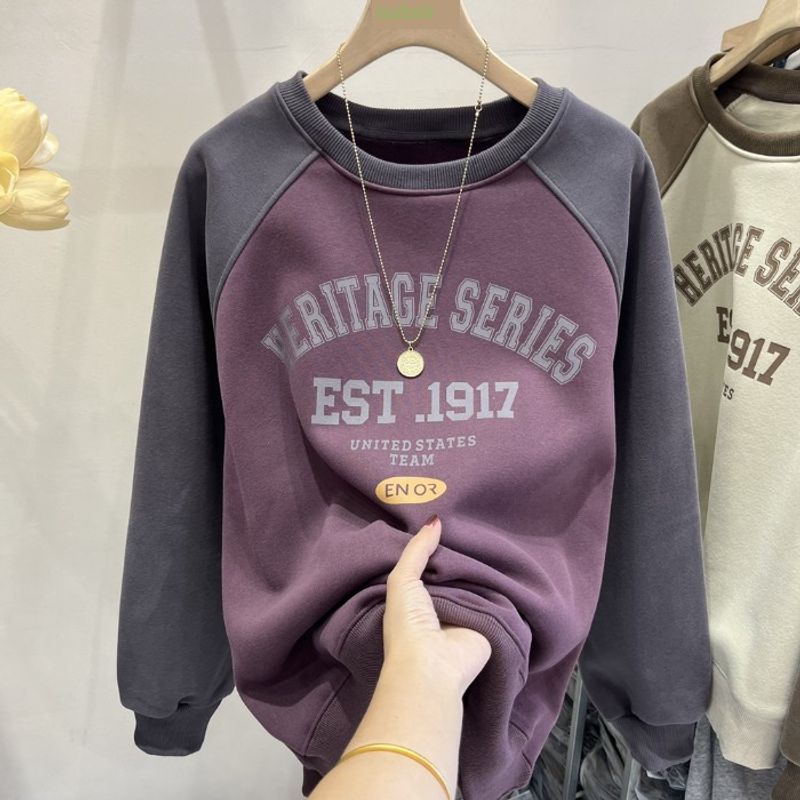 Fleece-lined Thickened Patchwork Sweater Female 2025 Autumn and Winter New Arrival Loose Plus Size Ladieswear round Neck Long Sleeves Top without Hood Purple L
Fleece-lined Thickened Patchwork Sweater Female 2025 Autumn and Winter New Arrival Loose Plus Size Ladieswear round Neck Long Sleeves Top without Hood Purple L