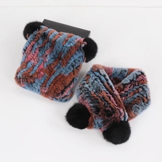 Новые зимние детские комплекты шарф-шапка из натурального кроличьего меха рекс, вязаные, теплые, детские шарфы и шапки из натурального меха, хорошая эластичность, детские шапки из натурального меха (5-10) years old