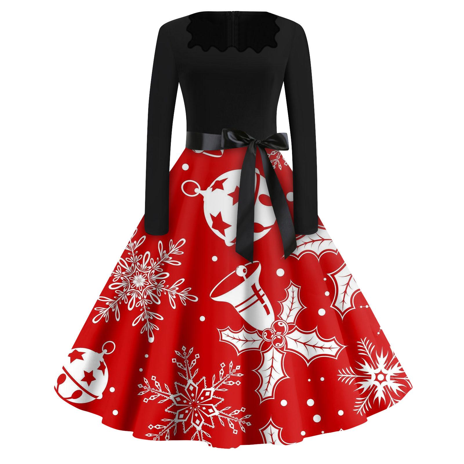 Женская мода с квадратным вырезом, повседневные тонкие рождественские платья с длинным рукавом и принтом L красный
Женская мода с квадратным вырезом, повседневные тонкие рождественские платья с длинным рукавом и принтом L красный