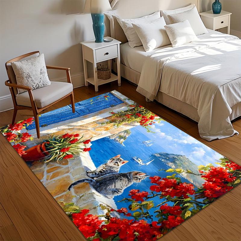 Mediterranean Oil Painting Cat Pattern Soft Area Rug Non Slip Decorative Floor Mat For Living Room Bedroom Kids Room 40X60cm
Mediterranean Oil Painting Cat Pattern Soft Area Rug Non Slip Decorative Floor Mat For Living Room Bedroom Kids Room 40X60cm