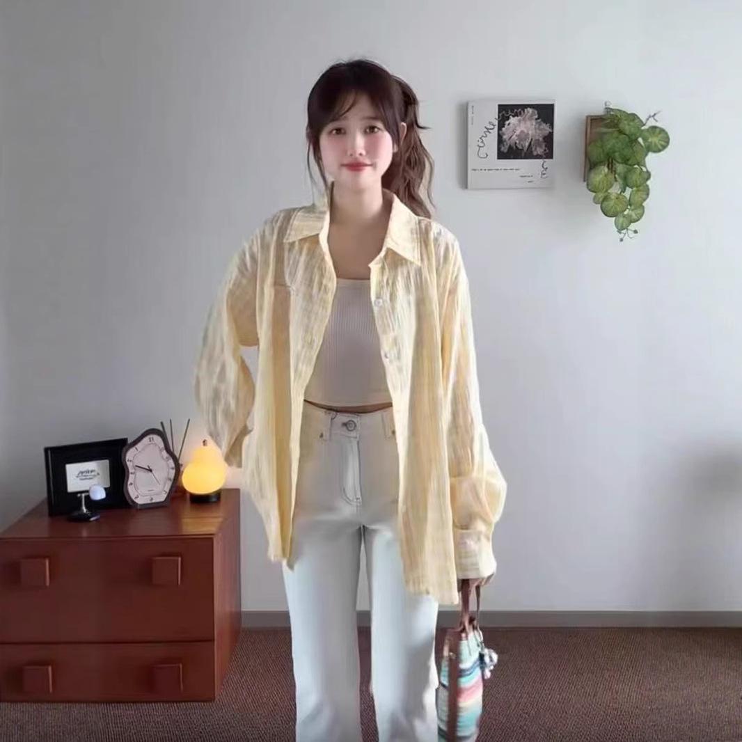 A Super Ethereal and Relaxed Pleated Checkered Shirt for Women, A Loose and Slimming Long-sleeved Shirt, A Sun-protective Cardigan, and An Outer Top 2XL жовтий
A Super Ethereal and Relaxed Pleated Checkered Shirt for Women, A Loose and Slimming Long-sleeved Shirt, A Sun-protective Cardigan, and An Outer Top 2XL жовтий
