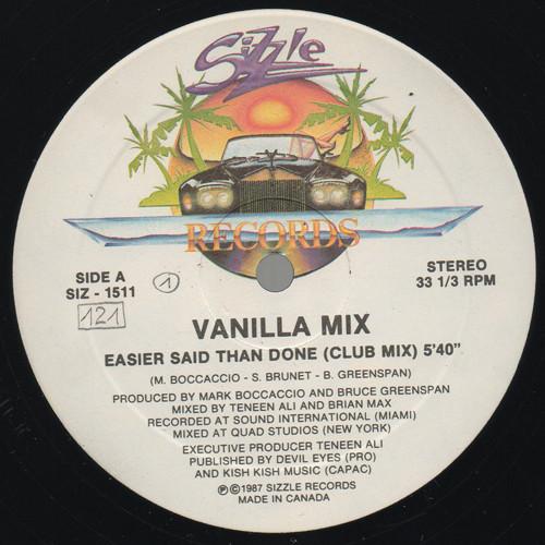 12-дюймовая пластинка VANILLA MIX - Easier Said Than Done SIZ1511 Sizzle Records 1987 Canada Dance & Electronica Б/у
12-дюймовая пластинка VANILLA MIX - Easier Said Than Done SIZ1511 Sizzle Records 1987 Canada Dance & Electronica Б/у